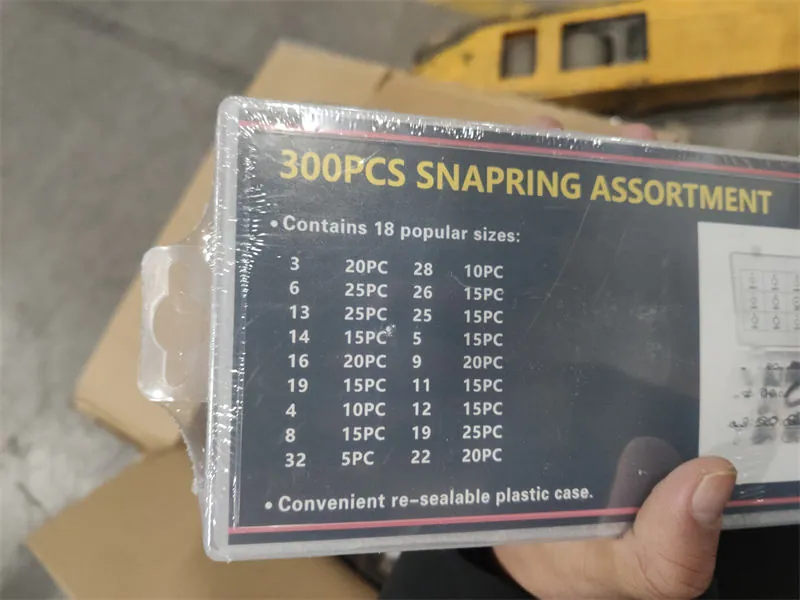 Assortiment de circlips 300 pièces, étiquette du coffret